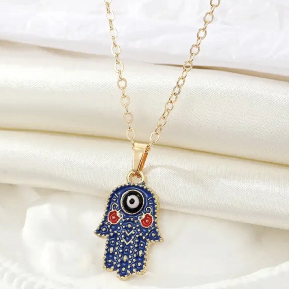 Spiritual Hamsa Hand Necklace Evil Eye Protection Amulet Jewelry Good Luck Charm